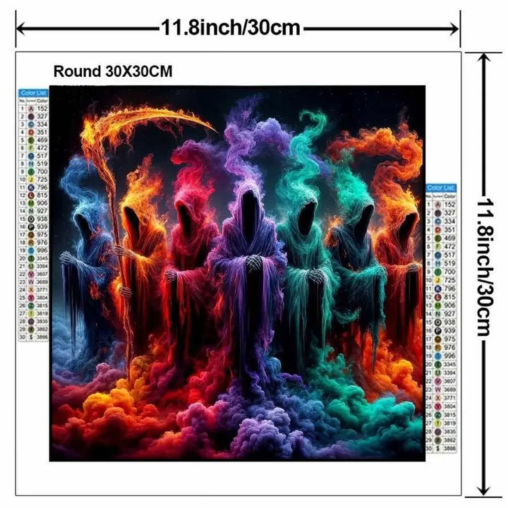 5D DIY Craft Diamond Arts Colorful Painting Kit without Frame, Colorful Grim Reaper Pattern round Diamond Arts Colorful Painting, DIY Decorative Art Picture for Beginner, Diamond Painting Kits