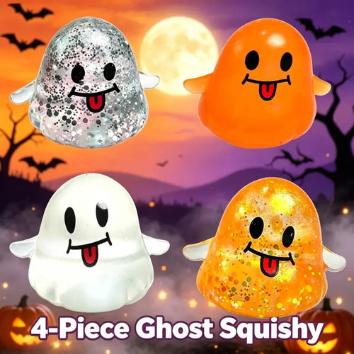 Halloween Ghost Shape Stress Relief Squishies - Soft Stretchy Squeeze, Maltose-Handfeel Moldable Fidget Toy, Compact Anxiety Calming Decompression Gift for Students, Festive Party Bag Supply