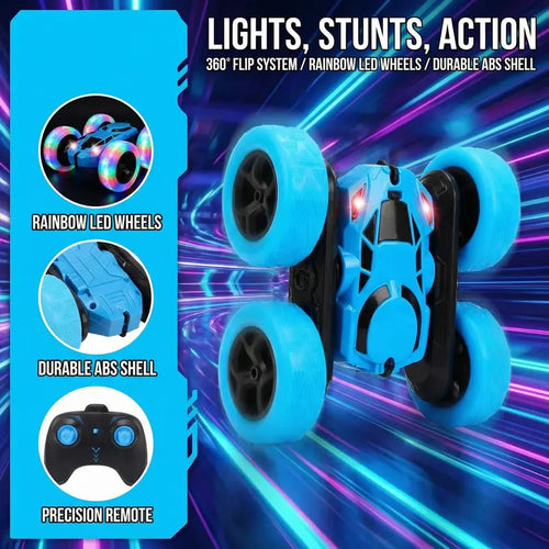 RC Stunt Car 360° Flip, LED Light Wheels, Rechargeable Remote Control Car for Kids, Double-Sided Driving Rc Controlled Rc Cars