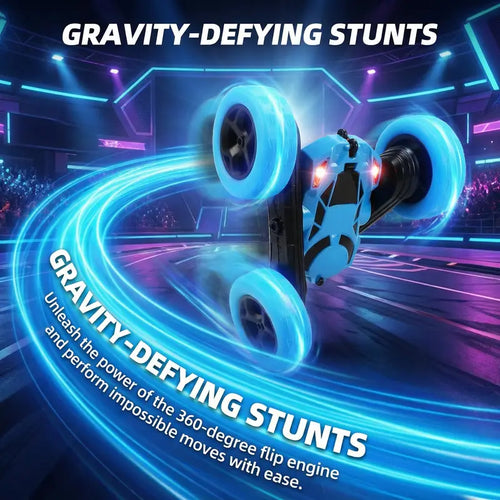 RC Stunt Car 360° Flip, LED Light Wheels, Rechargeable Remote Control Car for Kids, Double-Sided Driving Rc Controlled Rc Cars