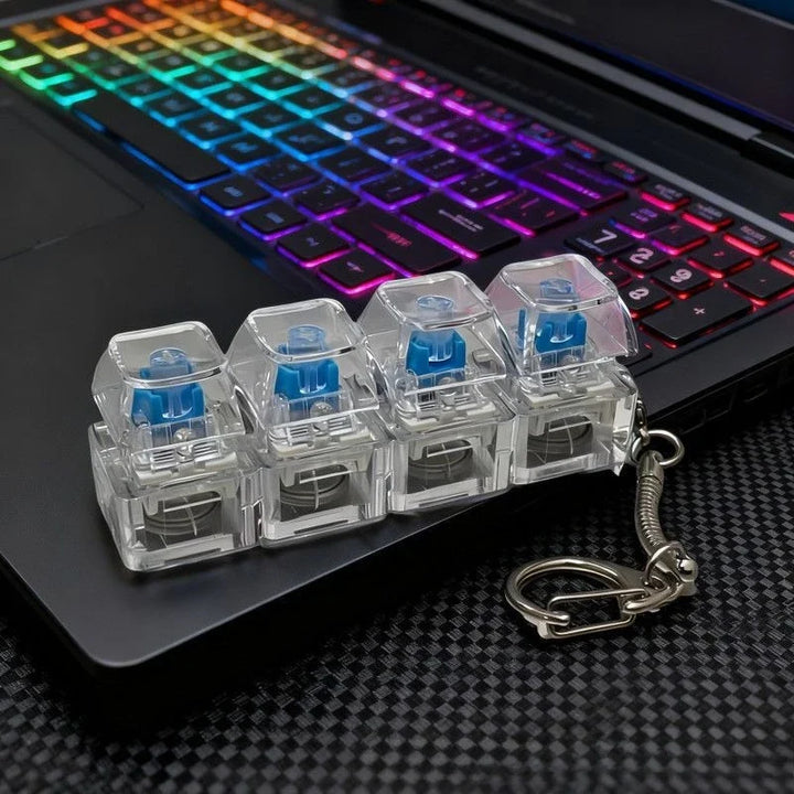 Mechanical LED Keyboard Fidget Keychain – Clickable Stress Relief Desk Toy