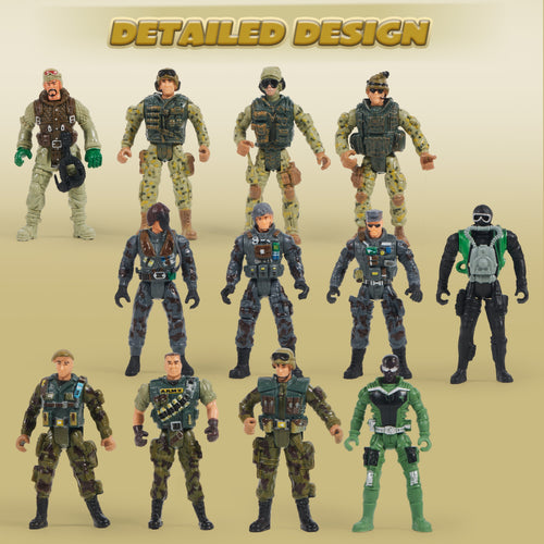 16 Pcs Military Toy Soldiers Playset for Kids, Army Men and SWAT Team with Military Soldiers Action Figures Playset, Christmas Birthday Gift for Boys 3+
