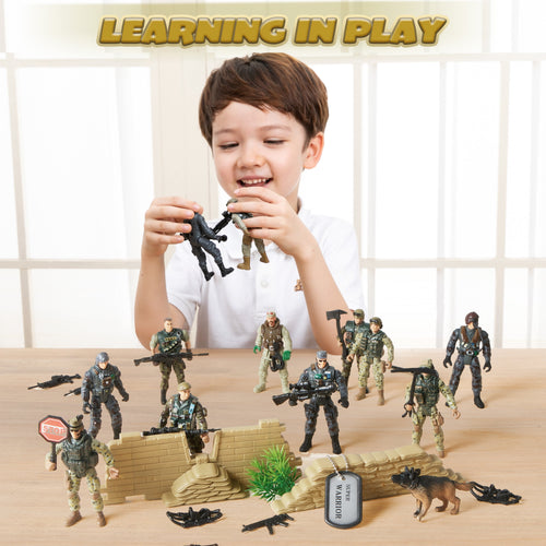 16 Pcs Military Toy Soldiers Playset for Kids, Army Men and SWAT Team with Military Soldiers Action Figures Playset, Christmas Birthday Gift for Boys 3+