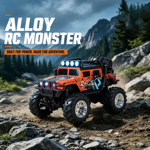 1/64 Mini RC Monster Truck - All-Terrain Metal Off-Road Pickup with Trailer, Remote + App Control, USB Recharge, Built-In Li-Ion Batteries, Off-Road Drive, Indoor or Outdoor Use, RC Model Car, Perfect Birthday Christmas Gift for Kids, Adults& Collectors R