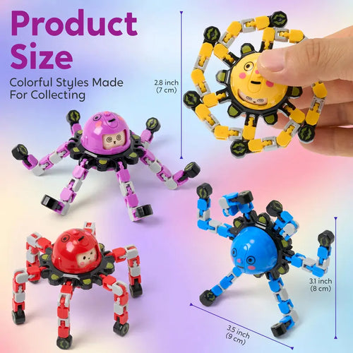 JOYIN 4PCS Fidget Spinners Toys, Transformable Stress Relief Sensory Toys for Adults and Girls Boys, Graduation Gift, Birthday Gifts, Office Desk Decompression Toy, Party Favors, Classroom Prizes