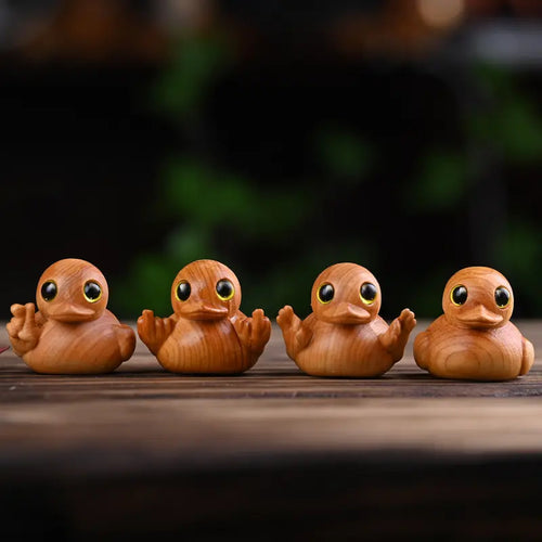 2026 New Funny Middle Finger Wink Duck Figurine - Handmade Wood Craft Lightweight Durable Wood for Daily Fun Mini Statue, Christmas Humorous Sarcastic Decoration, Prank Gag Gift for Home Office Desk, Sohochic
