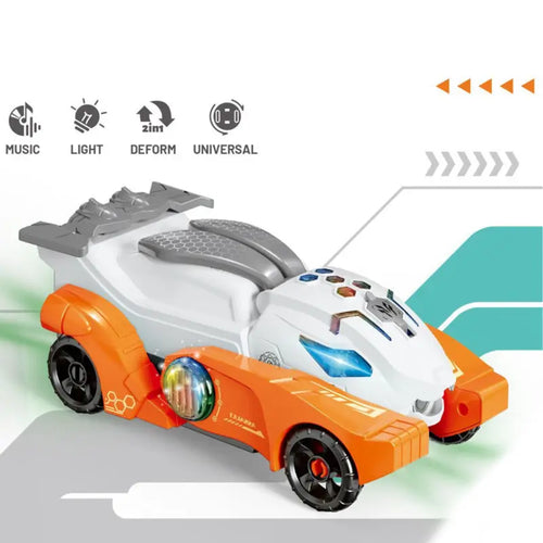Cool Interactive Electric Transforming Robot Rabbit Car Toy Deformed Rabbit with Light and Music for Toddlers Perfect Learning Toys Perfect Gift Fun